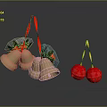 Festive Christmas Clothing Accessories With Brass Bells Red Balls And Green Leaves
