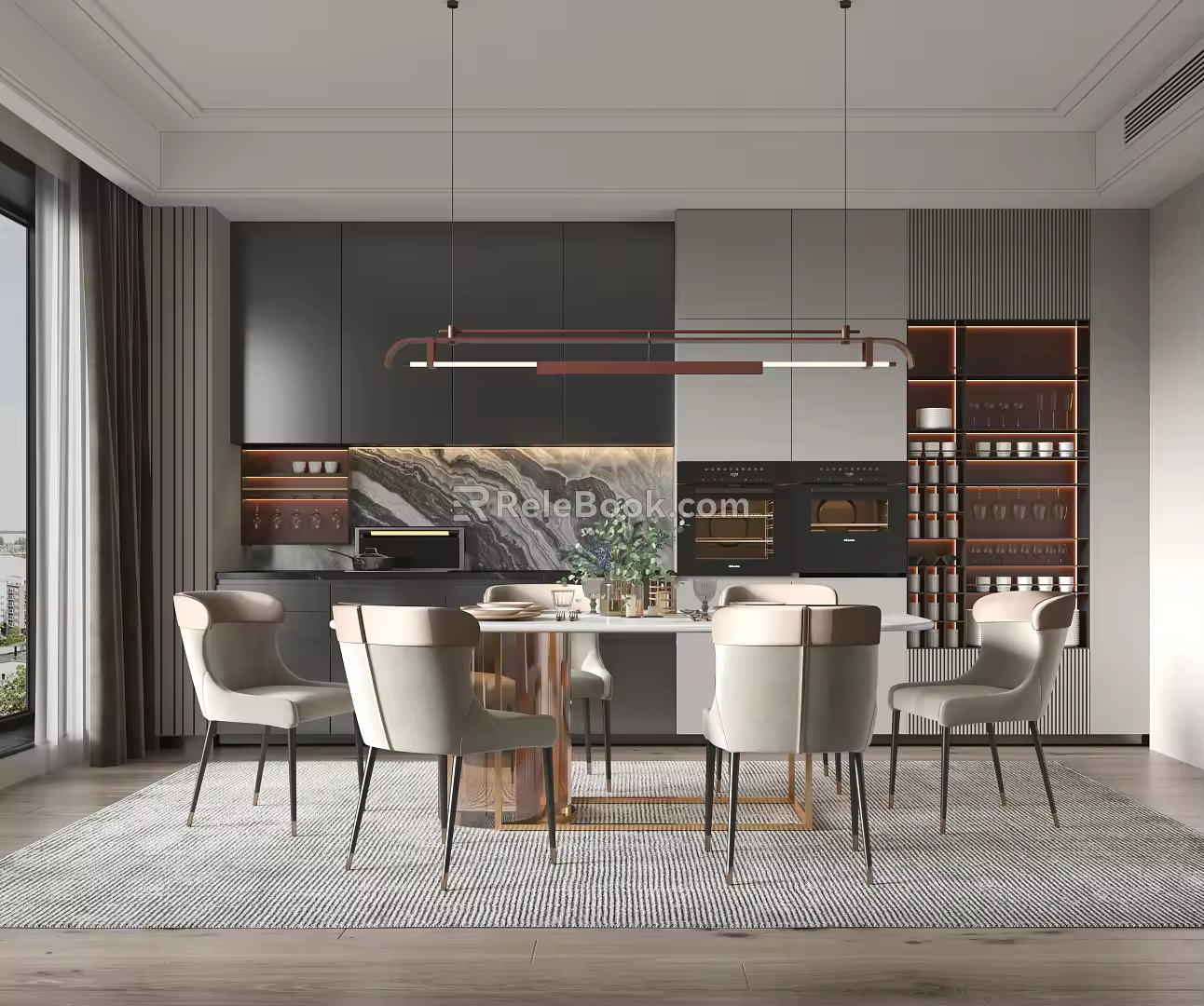 Modern Dining Table and Chair Combination Dining Table and Chair 3d model