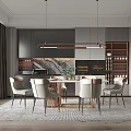 Modern Dining Table and Chair Combination Dining Table and Chair 3d model