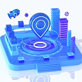 Modern Online Shopping Service With City Location Pin And Urban Elements