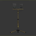 Portable Lighting Fixture Set with Two Black Lamps Mounted on Yellow Tripod Stand