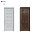 Wooden Door With Square Patterns And Modern Handle For Interior Design 3d model
