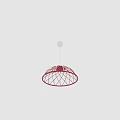 Red And White Spherical Chandelier With Intricate Mesh Design Hanging Gracefully