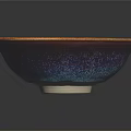 Elegant Ceramic Tableware Set With Purple Blue Iridescent Bowl And Vibrant Glossy Finish