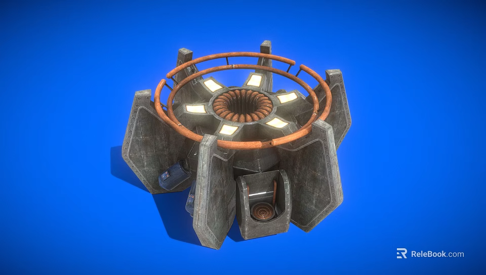 Futuristic Circular Weapon With Metal Ring Design And Support Structures 3d model 