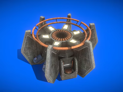Futuristic Circular Weapon With Metal Ring Design And Support Structures 3d model