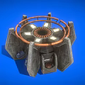 Futuristic Circular Weapon With Metal Ring Design And Support Structures
