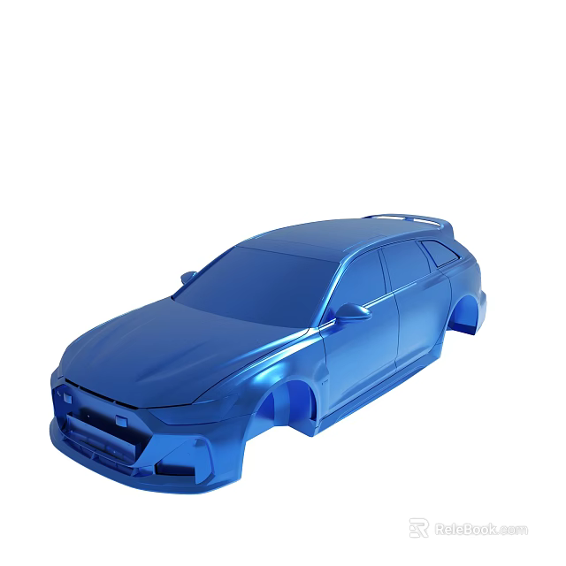 Blue 3D Rendered Car Model With Modern Sleek Sedan Design Features 3d model 