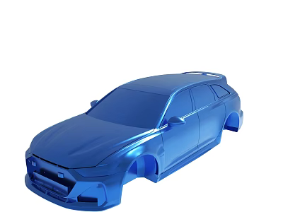 Blue 3D Rendered Car Model With Modern Sleek Sedan Design Features 3d model