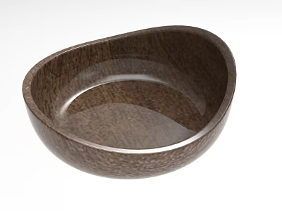 Elegant Decorative Ornaments Set Featuring Brown Wooden Bowl with Textured Surface for Home Decor 3d model