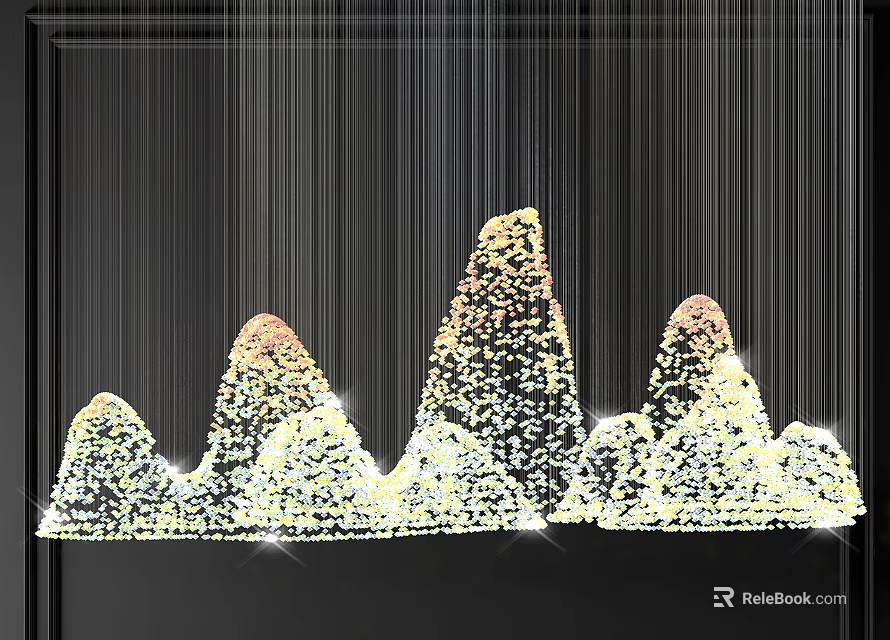 Mountain Shaped Crystal Chandelier with Sparkling LED Lights and Modern Design 3d model 