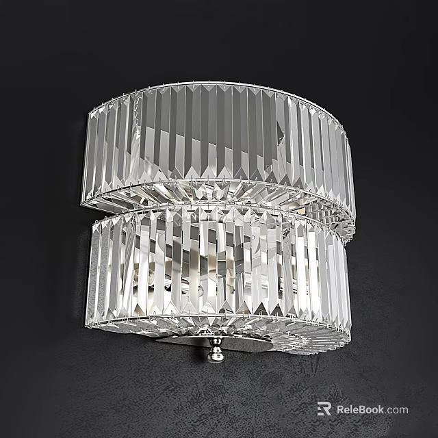 Crystal Wall Sconce with Double Layer Vertical Stripes Design for Elegant Modern Interior Lighting 3d model 