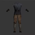 Medieval Leather Tunic With Belt Brown Pants Gauntlets And Boots Outfit