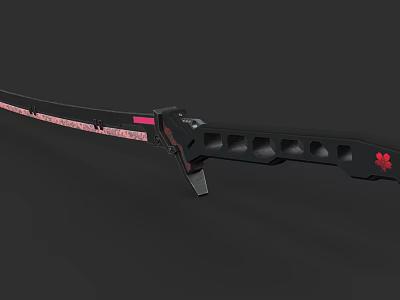 Modern Black Weapon With Red Accents Cherry Blossom Design Hollow Handle 3d model