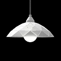 Modern Green Geometric Pendant Light Fixture With Patterned Shade And Bulb 3d model