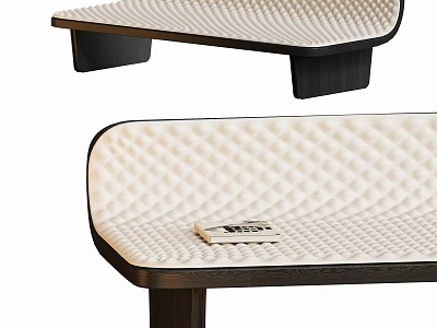 Modern Bed Bench With Quilted Cushion And Wooden Legs Featuring A Small Book 3d model