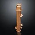 Golden Metal Tower Structure With Spiral Staircase And Top Platform Design