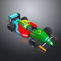 Colorful Race Car Model With Blue Red Green Yellow Design And HELLO Lettering On Body