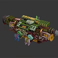 Sci Fi Style Green And Orange Fighter Jet Mechanics