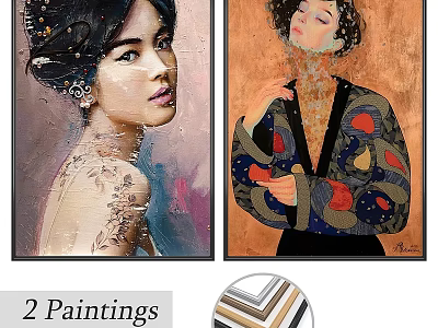 Decorative Picture Frames For Two Paintings With Artistic Design And Classic Style 3d model