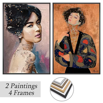 Decorative Picture Frames For Two Paintings With Artistic Design And Classic Style 3d model
