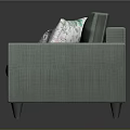 Modern Teal Upholstered Sofa With Geometric Patterned Pillows And Three Seats