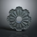 Gray Flower Shaped Daily Life Item With Decorative Circular Center Hole And Ornate Edges