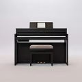 Quality Dark Wooden Piano with Music Stand Sheet Music and Padded Piano Bench