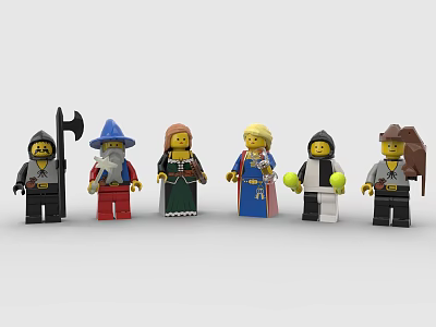 Building Blocks Minifigures With Various Character Roles And Colorful Detailed Outfits 3d model