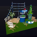 Heineken 0.0 Outdoor Setup Featuring Green Bottle Blue Cooler Chairs And Plants