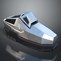Futuristic Silver Metallic Spacecraft Model With Geometric Design And Observation Window For Space Exploration