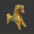 Colorful Ceramic Horse Sculpture With Floral Patterns And Bright Orange Base
