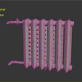 Vintage White Cast Iron Radiator With Distressed Finish And Multiple Fins In Grey Background