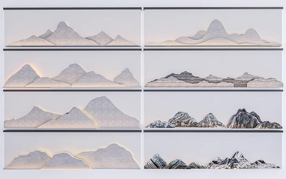 Layered Mountain Shaped Garden Ornaments With Various Styles And Decorative Design For Home Decoration 3d model 