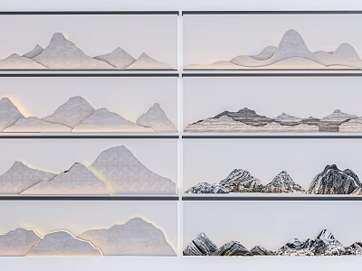 Layered Mountain Shaped Garden Ornaments With Various Styles And Decorative Design For Home Decoration 3d model