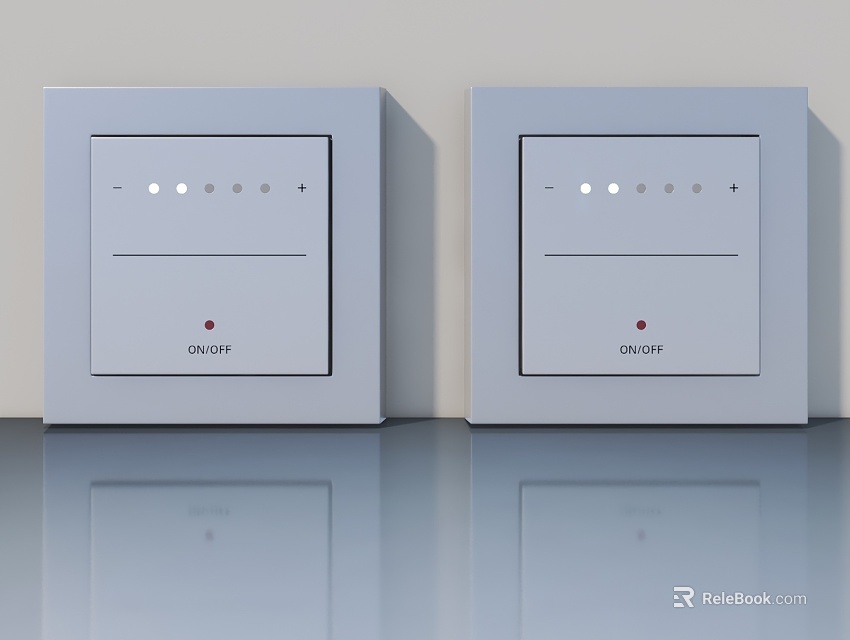 Gray Square Swing Door Control Panel With ON OFF Button And Multiple Indicators 3d model 