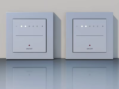 Gray Square Swing Door Control Panel With ON OFF Button And Multiple Indicators 3d model