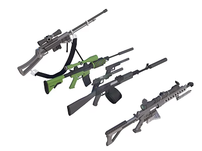 Weapons Collection Featuring Multiple Tactical Assault Rifle Models With Different Designs 3d model