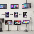 Modern Public Facilities Featuring Digital Information Displays Interactive Screens And Microphone Stands 3d model