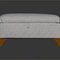 Light Gray Fabric Storage Ottoman With Upholstered Top And Wooden Legs