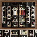 Organized Wine Rack With Various Bottles On Wooden Shelves