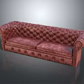 Elegant Two Seater Leather Sofa With Tufted Design And Rolled Arms