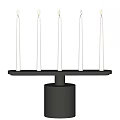 Candle Lamp With Five White Candles On Modern Black Cylindrical Base 3d model