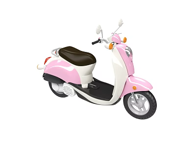 Compact Stylish Pink Scooter with Black Seat and White Body Design 3d model