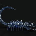 Mechanical Scorpion 3D Model With Metallic Structure Blue Lights Sharp Claws And Red Tail Stinger 3d model