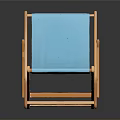 Comfortable Blue Folding Chair Furniture with Wooden Frame and Durable Seat