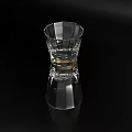 Transparent Glass Cup With Gold Ring And Reflection On Black Background 3d model