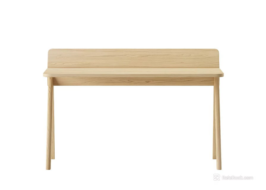 Light Colored Wooden Desk With Simple Modern Design And Slim Legs 3d model 