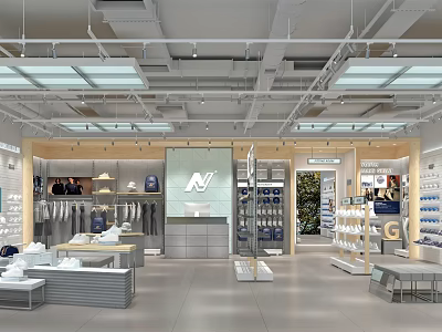 Well Lit Modern Fashion Store Interior With Clothing Racks And Bag Displays 3d model