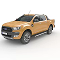 Orange Ford Pickup Truck Exterior Design With Stylish Wheels And Roof Antenna